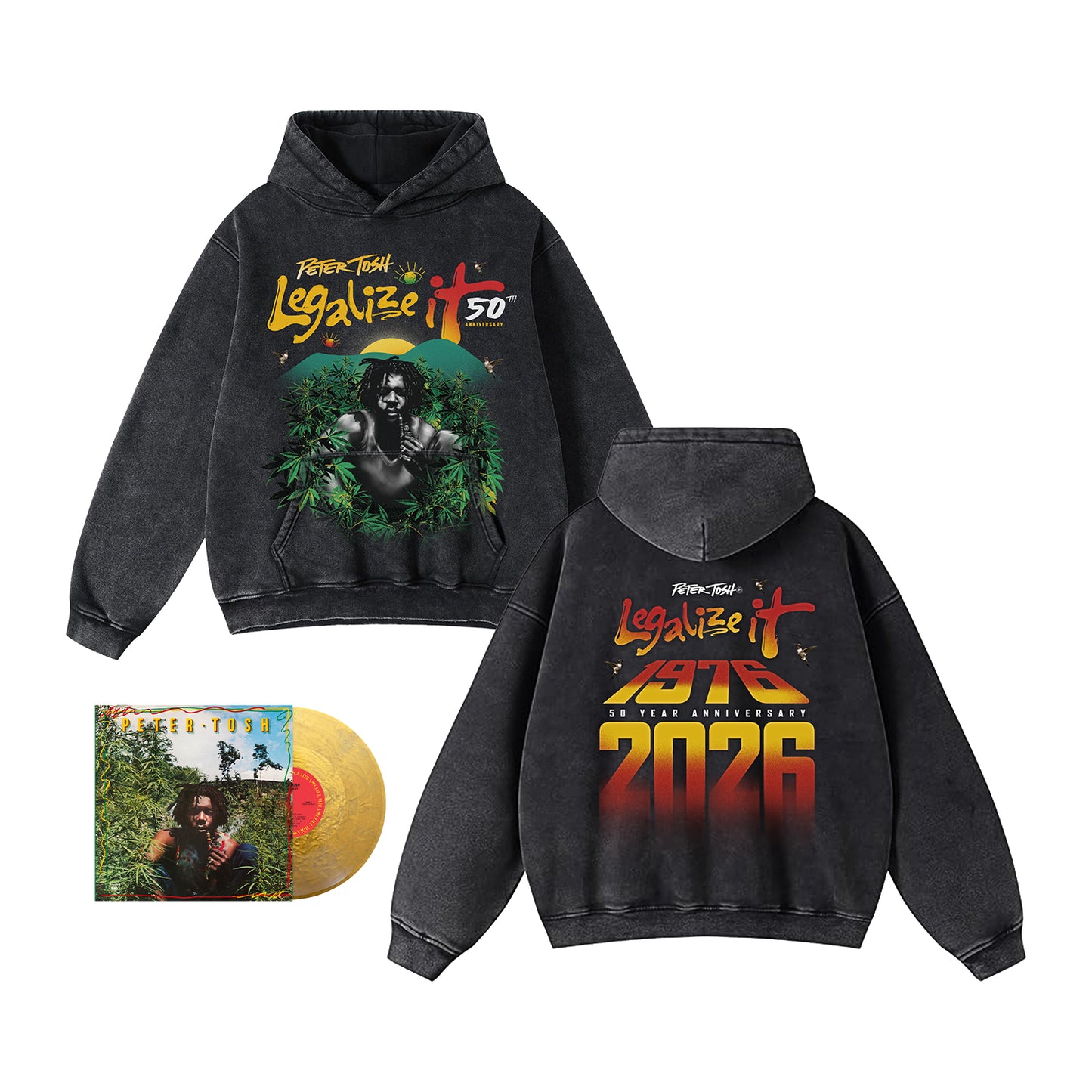 Legalize It 50th Anniversary Gold Vinyl LP + Washed Black Hoodie Fan Pack