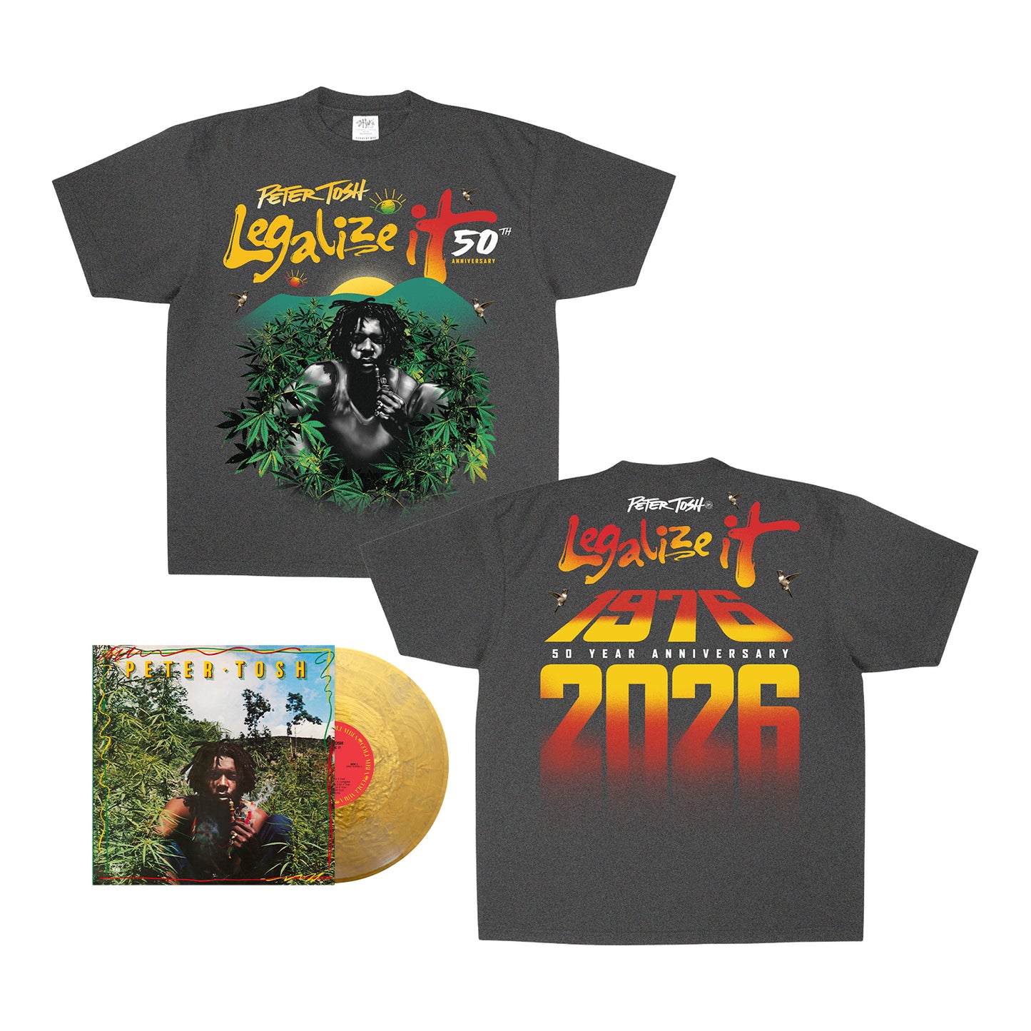 Legalize It 50th Anniversary Gold Vinyl LP + Charcoal T-Shirt Fan Pack